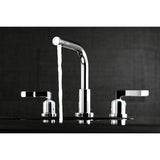 Centurion Two-Handle 3-Hole Deck Mount Widespread Bathroom Faucet with Brass Pop-Up Drain