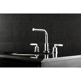 Centurion Two-Handle 3-Hole Deck Mount Widespread Bathroom Faucet with Brass Pop-Up Drain