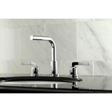 Centurion Two-Handle 3-Hole Deck Mount Widespread Bathroom Faucet with Brass Pop-Up Drain