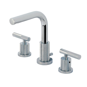 Convergent Two-Handle 3-Hole Deck Mount Widespread Bathroom Faucet with Knurled Handle and Brass Pop-Up Drain