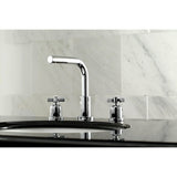 Millennium Two-Handle 3-Hole Deck Mount Widespread Bathroom Faucet with Brass Pop-Up Drain