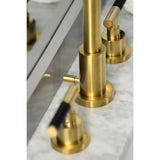 Kaiser Two-Handle 3-Hole Deck Mount Widespread Bathroom Faucet with Brass Pop-Up Drain