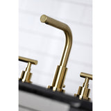 Manhattan Two-Handle 3-Hole Deck Mount Widespread Bathroom Faucet with Brass Pop-Up Drain