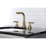 Manhattan Two-Handle 3-Hole Deck Mount Widespread Bathroom Faucet with Brass Pop-Up Drain