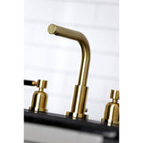 Kaiser Two-Handle 3-Hole Deck Mount Widespread Bathroom Faucet with Brass Pop-Up Drain