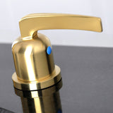 Centurion Two-Handle 3-Hole Deck Mount Widespread Bathroom Faucet with Brass Pop-Up Drain