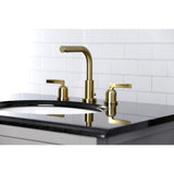 Centurion Two-Handle 3-Hole Deck Mount Widespread Bathroom Faucet with Brass Pop-Up Drain