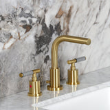 Synchronous Two-Handle 3-Hole Deck Mount Widespread Bathroom Faucet with Brass Pop-Up Drain