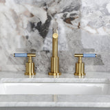 Synchronous Two-Handle 3-Hole Deck Mount Widespread Bathroom Faucet with Brass Pop-Up Drain