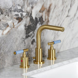 Synchronous Two-Handle 3-Hole Deck Mount Widespread Bathroom Faucet with Brass Pop-Up Drain