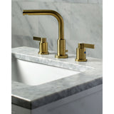 NuvoFusion Two-Handle 3-Hole Deck Mount Widespread Bathroom Faucet with Brass Pop-Up Drain