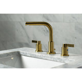 NuvoFusion Two-Handle 3-Hole Deck Mount Widespread Bathroom Faucet with Brass Pop-Up Drain