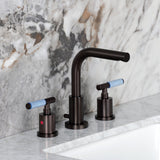 Synchronous Two-Handle 3-Hole Deck Mount Widespread Bathroom Faucet with Brass Pop-Up Drain