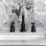 Synchronous Two-Handle 3-Hole Deck Mount Widespread Bathroom Faucet with Brass Pop-Up Drain