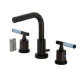 Synchronous Two-Handle 3-Hole Deck Mount Widespread Bathroom Faucet with Brass Pop-Up Drain