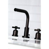 Millennium Two-Handle 3-Hole Deck Mount Widespread Bathroom Faucet with Brass Pop-Up Drain