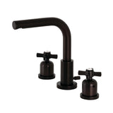 Millennium Two-Handle 3-Hole Deck Mount Widespread Bathroom Faucet with Brass Pop-Up Drain