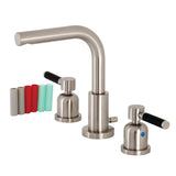 Kaiser Two-Handle 3-Hole Deck Mount Widespread Bathroom Faucet with Brass Pop-Up Drain