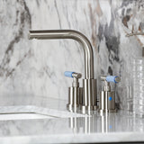 Synchronous Two-Handle 3-Hole Deck Mount Widespread Bathroom Faucet with Brass Pop-Up Drain