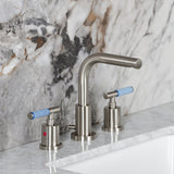 Synchronous Two-Handle 3-Hole Deck Mount Widespread Bathroom Faucet with Brass Pop-Up Drain