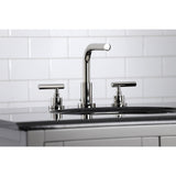 Manhattan Two-Handle 3-Hole Deck Mount Widespread Bathroom Faucet with Brass Pop-Up Drain