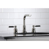 Kaiser Two-Handle 3-Hole Deck Mount Widespread Bathroom Faucet with Brass Pop-Up Drain