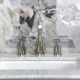 Synchronous Two-Handle 3-Hole Deck Mount Widespread Bathroom Faucet with Brass Pop-Up Drain