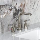 Synchronous Two-Handle 3-Hole Deck Mount Widespread Bathroom Faucet with Brass Pop-Up Drain