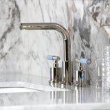 Synchronous Two-Handle 3-Hole Deck Mount Widespread Bathroom Faucet with Brass Pop-Up Drain