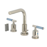 Synchronous Two-Handle 3-Hole Deck Mount Widespread Bathroom Faucet with Brass Pop-Up Drain