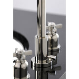 Millennium Two-Handle 3-Hole Deck Mount Widespread Bathroom Faucet with Brass Pop-Up Drain