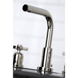 Millennium Two-Handle 3-Hole Deck Mount Widespread Bathroom Faucet with Brass Pop-Up Drain