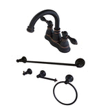 American Classic Double-Handle 2-Hole Deck Mount 4-Inch Centerset Bathroom Faucet with 4-Piece Bathroom Accessories Kit