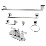 Concord Double-Handle 3-Hole Deck Mount 4-Inch Centerset Bathroom Faucet with 5-Piece Bathroom Accessories Kit