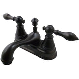 English Classic Double-Handle 3-Hole Deck Mount 4-Inch Centerset Bathroom Faucet with Pop-Up Drain