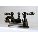 English Classic Double-Handle 3-Hole Deck Mount 4-Inch Centerset Bathroom Faucet with Pop-Up Drain