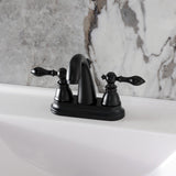 American Classic Two-Handle 3-Hole Deck Mount 4" Centerset Bathroom Faucet with Plastic Pop-Up