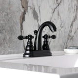 American Classic Two-Handle 3-Hole Deck Mount 4" Centerset Bathroom Faucet with Plastic Pop-Up