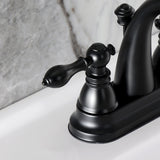 American Classic Two-Handle 3-Hole Deck Mount 4" Centerset Bathroom Faucet with Plastic Pop-Up