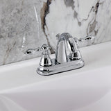 American Classic Two-Handle 3-Hole Deck Mount 4" Centerset Bathroom Faucet with Plastic Pop-Up