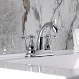 American Classic Two-Handle 3-Hole Deck Mount 4" Centerset Bathroom Faucet with Plastic Pop-Up