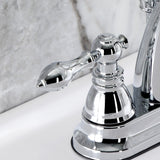 American Classic Two-Handle 3-Hole Deck Mount 4" Centerset Bathroom Faucet with Plastic Pop-Up