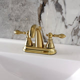 American Classic Two-Handle 3-Hole Deck Mount 4" Centerset Bathroom Faucet with Plastic Pop-Up