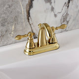 American Classic Two-Handle 3-Hole Deck Mount 4" Centerset Bathroom Faucet with Plastic Pop-Up