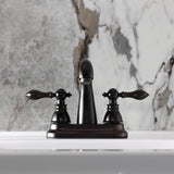 American Classic Two-Handle 3-Hole Deck Mount 4" Centerset Bathroom Faucet with Plastic Pop-Up