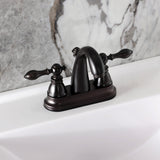 American Classic Two-Handle 3-Hole Deck Mount 4" Centerset Bathroom Faucet with Plastic Pop-Up