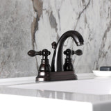 American Classic Two-Handle 3-Hole Deck Mount 4" Centerset Bathroom Faucet with Plastic Pop-Up