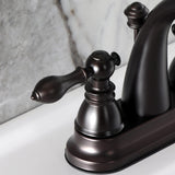 American Classic Two-Handle 3-Hole Deck Mount 4" Centerset Bathroom Faucet with Plastic Pop-Up