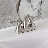 American Classic Two-Handle 3-Hole Deck Mount 4" Centerset Bathroom Faucet with Plastic Pop-Up