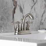 American Classic Two-Handle 3-Hole Deck Mount 4" Centerset Bathroom Faucet with Plastic Pop-Up